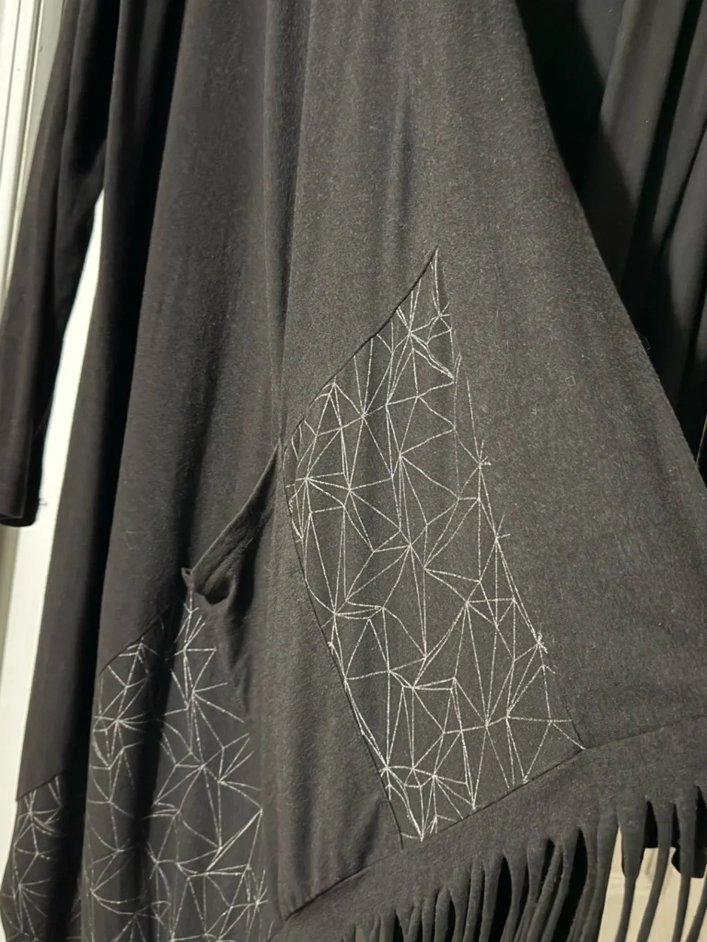 Maha Devi Black Fringe Cardigan with Pockets - Picture 5 of 7